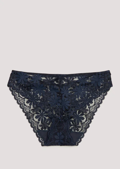 Navy Daisy Lace High Leg Knickers - Size 8 Image 2