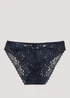 Navy Daisy Lace High Leg Knickers - Size 8 Image 2