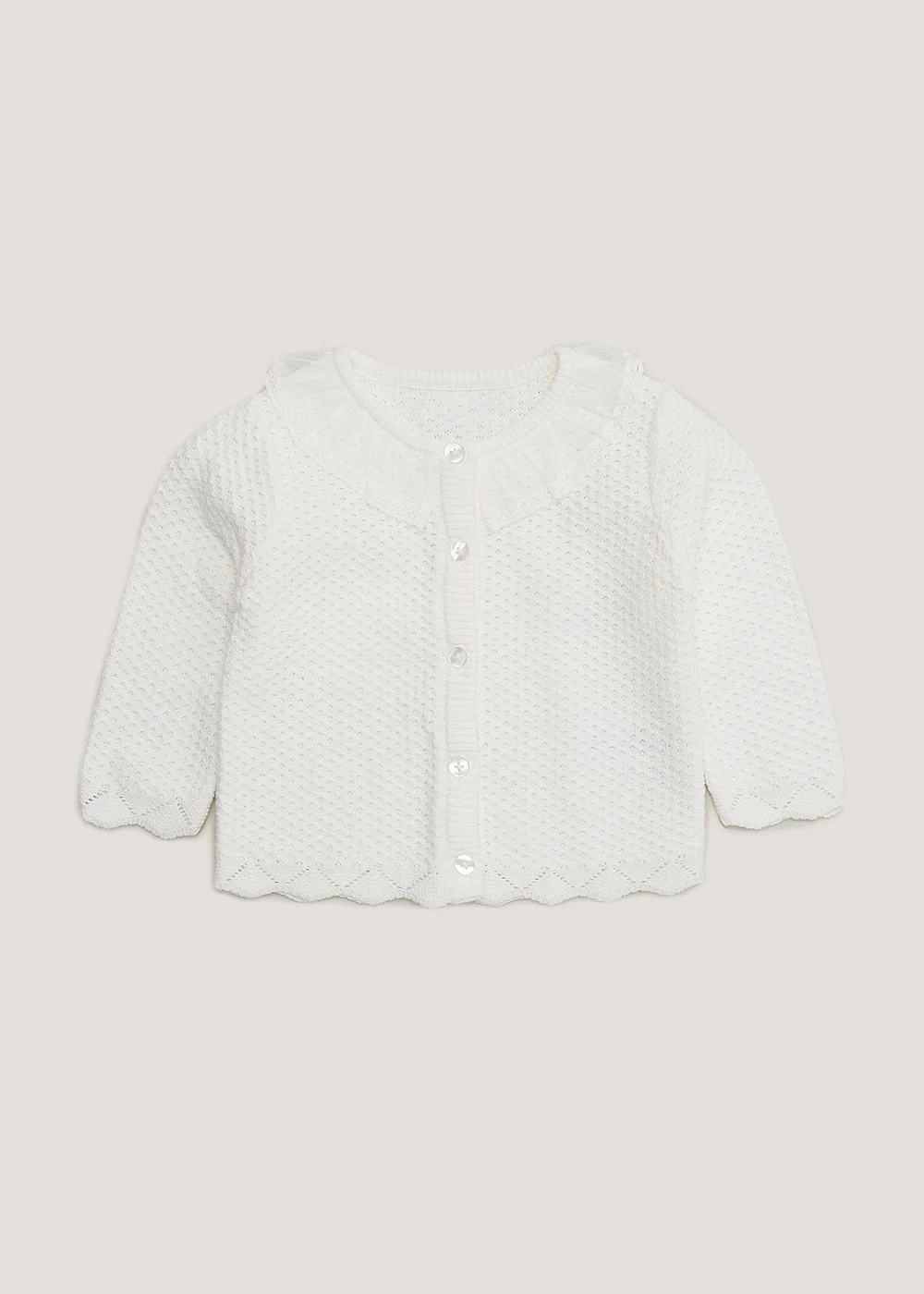 Baby Cream Lace Collar Cardigan (Newborn-23mths) - Newborn Image 1