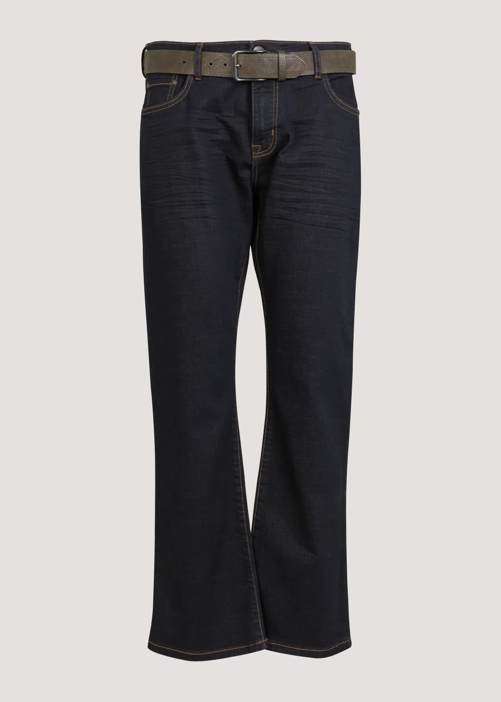 Dark Wash Belted Bootcut Jeans - 30 Waist Regular Image 1