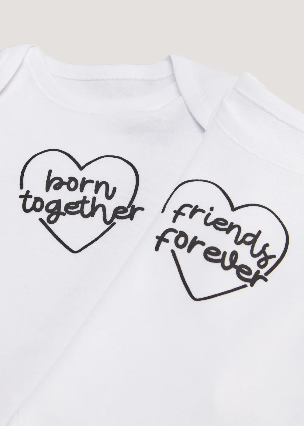 Baby 2 Pack White Twin Bodysuits (Tiny Baby-12mths) - 0-3 months Image 2