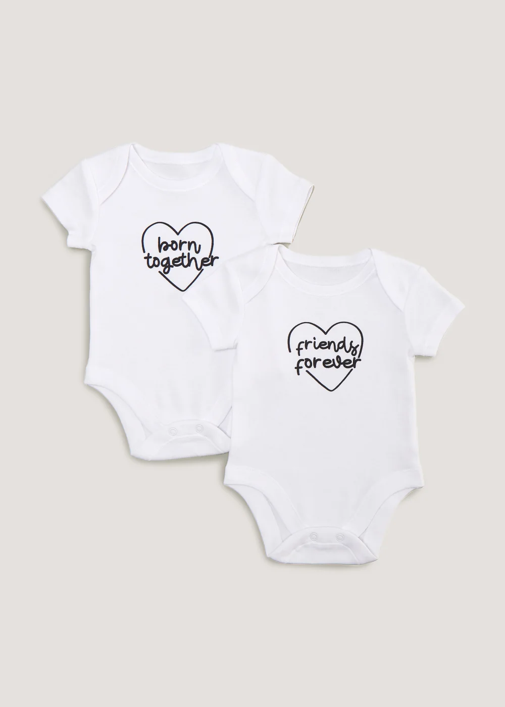Baby 2 Pack White Twin Bodysuits (Tiny Baby-12mths) - 0-3 months Image 1