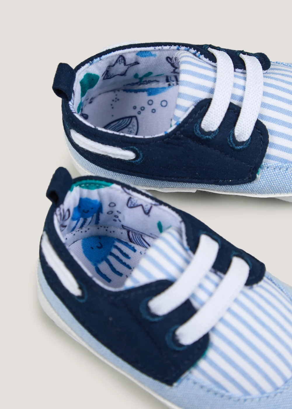 Blue Soft Sole Baby Boat Shoes (Newborn-18mths) - Age 0 - 3 Months Image 2