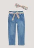 Girls Midwash Jeans with Headband Set (9mths-6yrs) - Age 9 - 12 Months Image 1