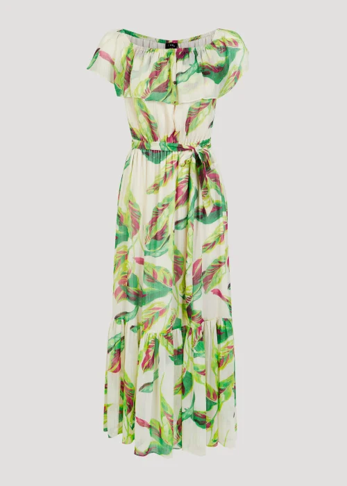 Et Vous Ivory Leaf Print Bardot Maxi Dress - 8 Image 5