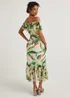 Et Vous Ivory Leaf Print Bardot Maxi Dress - 8 Image 2