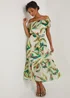 Et Vous Ivory Leaf Print Bardot Maxi Dress - 8 Image 4