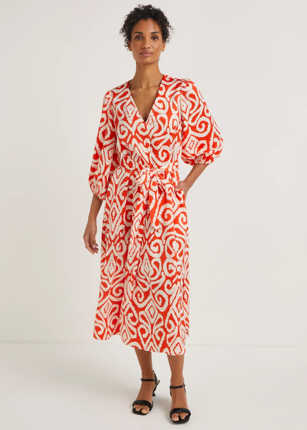 matalan orange dress Roman Orange Textured Frill Midi Dress - 20