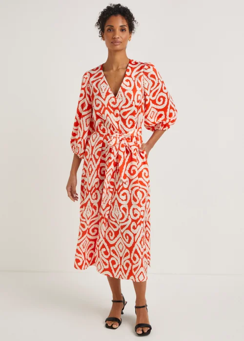 Et Vous Orange Aztec Smock Midi Dress - 8 Image 1