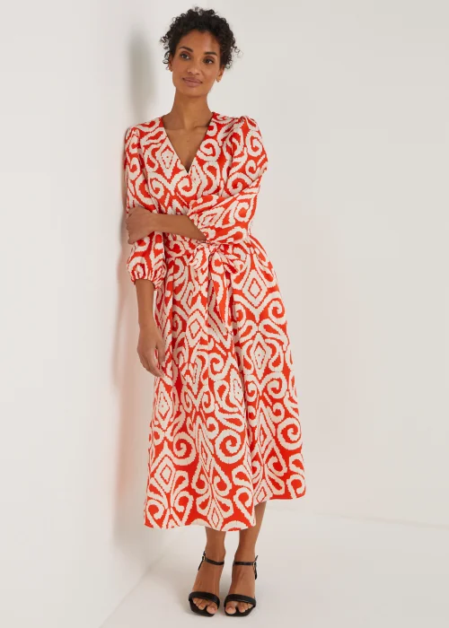 Et Vous Orange Aztec Smock Midi Dress - 8 Image 4