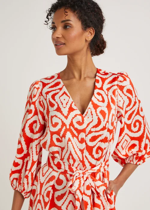 Et Vous Orange Aztec Smock Midi Dress - 8 Image 3