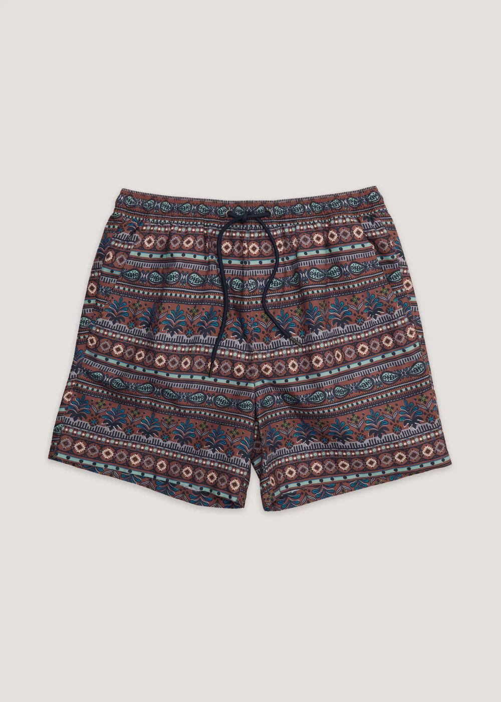 Brown Tribal Print Swim Shorts - S Image 4