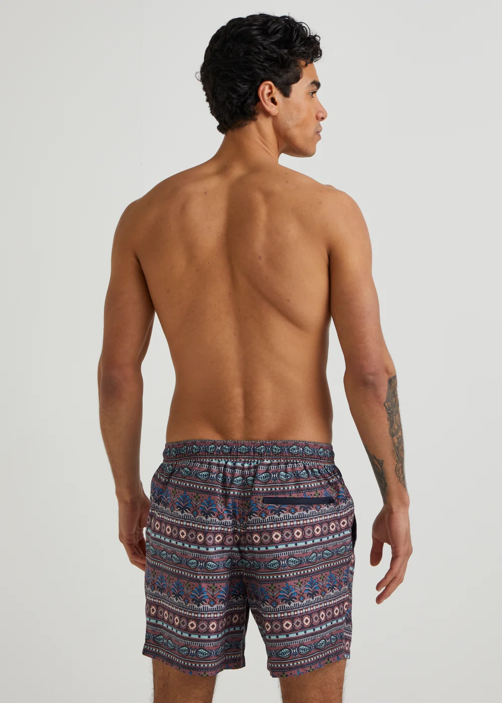 Brown Tribal Print Swim Shorts - S Image 2