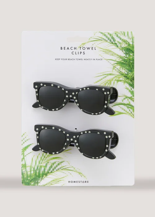 2 Pack Black Sunglasses Beach Towel Clips (23cm x 4.5cm x 4cm) Image 1