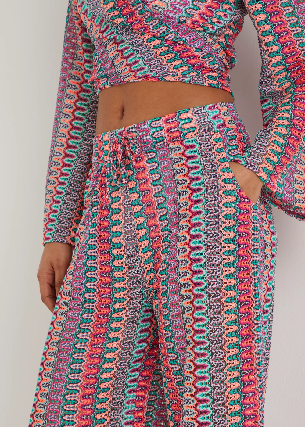Be Beau Multicoloured Knitted Wide Leg Trousers - Extra small Image 3