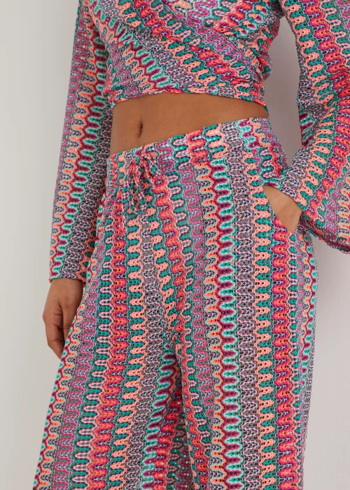 Be Beau Multicoloured Knitted Wide Leg Trousers - Extra small Image 3
