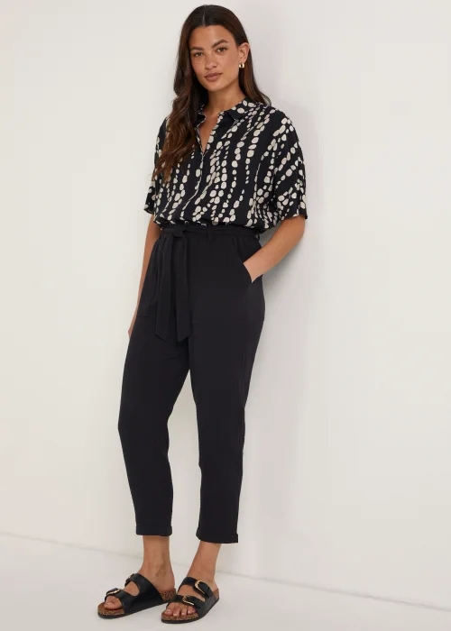 Black Print Short Sleeve Co-Ord Shirt - 8 Image 4