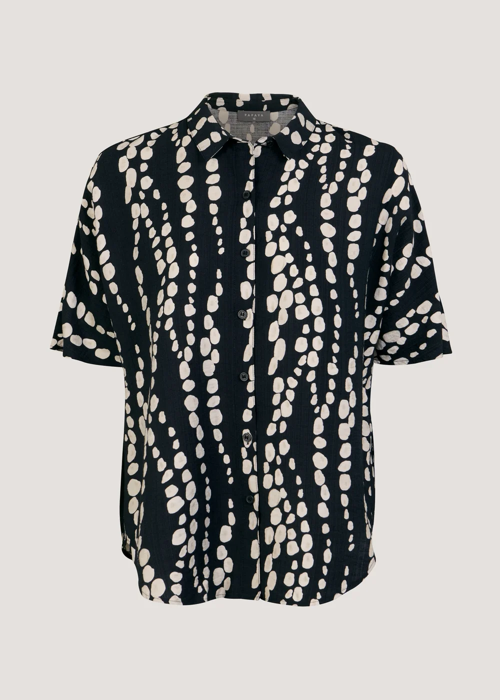 Black Print Short Sleeve Co-Ord Shirt - 8 Image 1