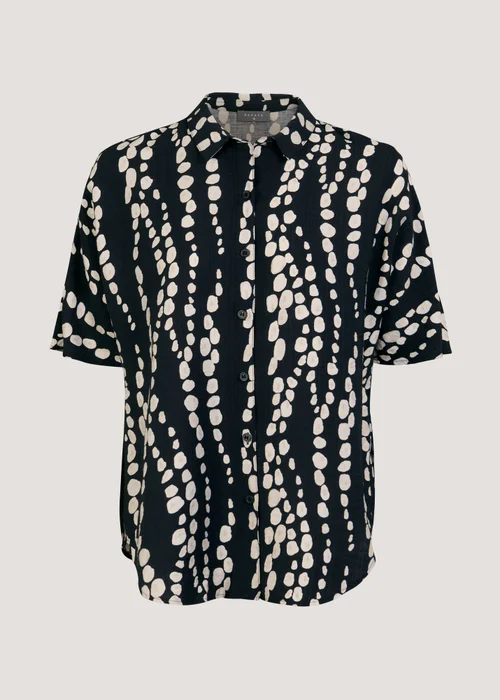 Black Print Short Sleeve Co-Ord Shirt - 8 Image 1