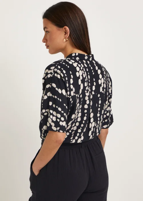 Black Print Short Sleeve Co-Ord Shirt - 8 Image 2