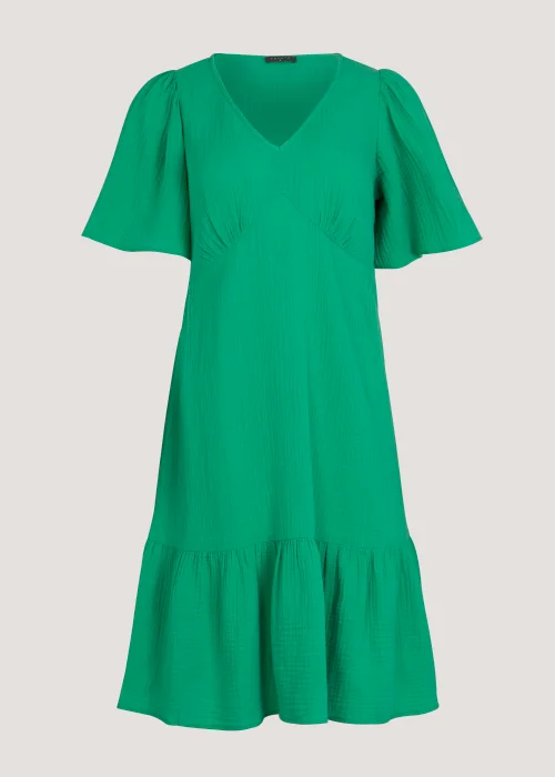 Green Double Cloth Knee Length Dress - 8 Image 5