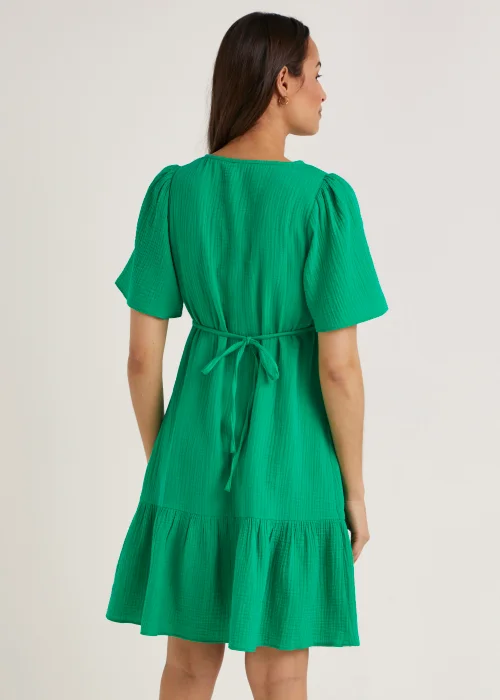 Green Double Cloth Knee Length Dress - 8 Image 2