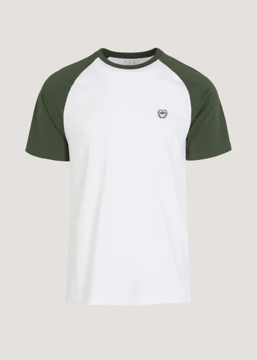 White & Khaki Raglan T-Shirt - S Image 5