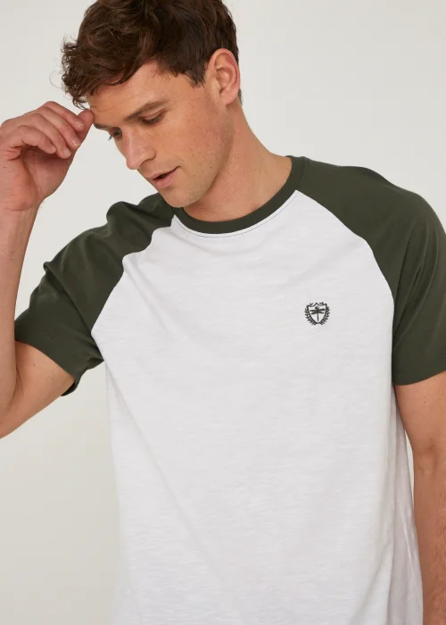 White & Khaki Raglan T-Shirt - S Image 3