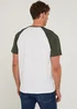 White & Khaki Raglan T-Shirt - S Image 2