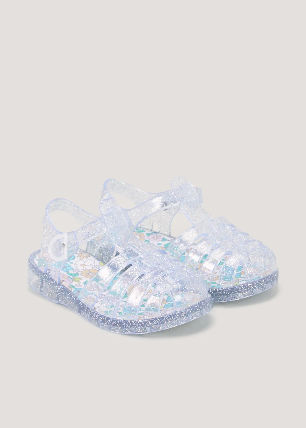 Girls Silver Glitter Jelly Sandals (Younger 4-12) - Size 4 Infants Image 1
