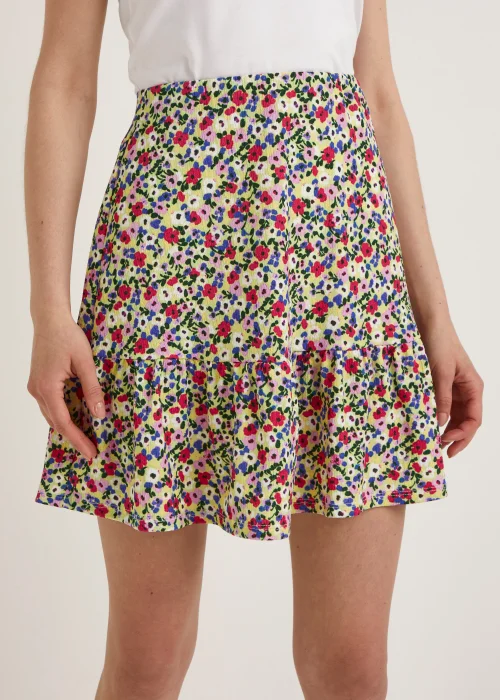 Multicoloured Floral Crinkle Jersey Mini Skirt - Size 8 Image 3