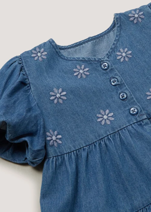 Girls Denim Floral Embroidered Dress (9mths-6yrs) - 1.5-2 Yrs Image 2