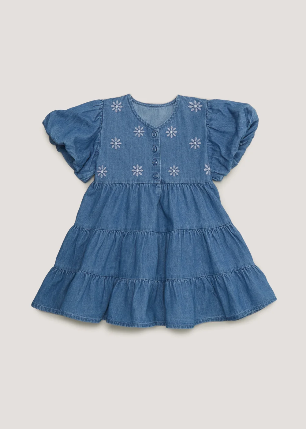 Girls Denim Floral Embroidered Dress (9mths-6yrs) - 1.5-2 Yrs Image 1