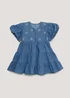 Girls Denim Floral Embroidered Dress (9mths-6yrs) - 1.5-2 Yrs Image 1