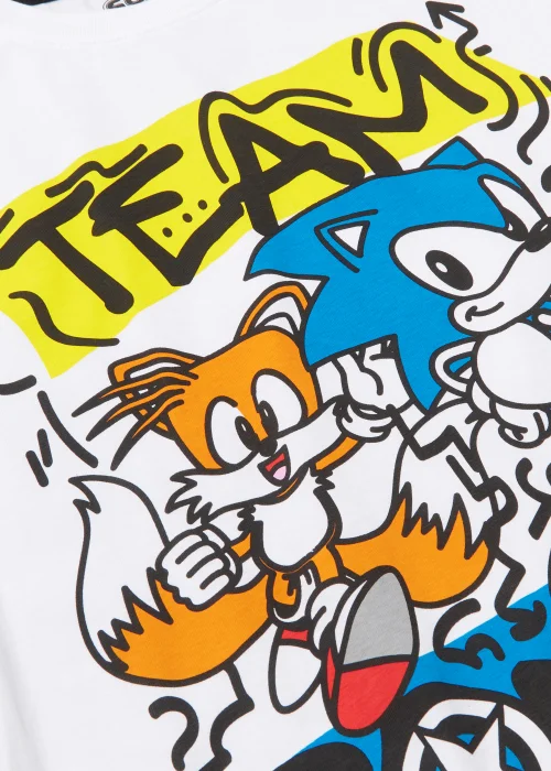 Kids White Sonic the Hedgehog Graffiti Print T-Shirt (5-12yrs) - Age 5 Years Image 2