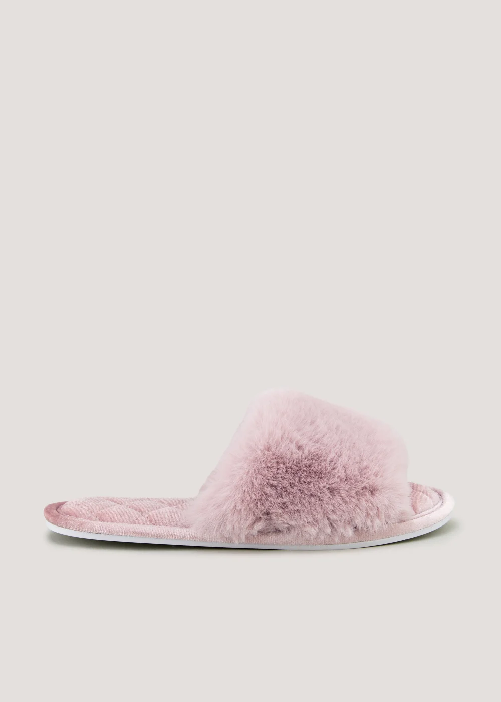 Pink Faux Fur Mule Slippers - Small Image 1