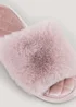 Pink Faux Fur Mule Slippers - Small Image 2