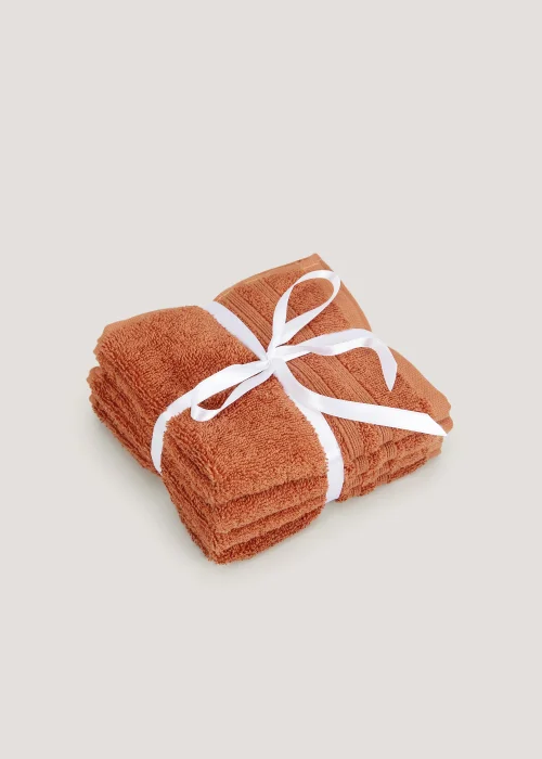 4 Pack Orange 100% Egyptian Cotton Face Cloths Image 1