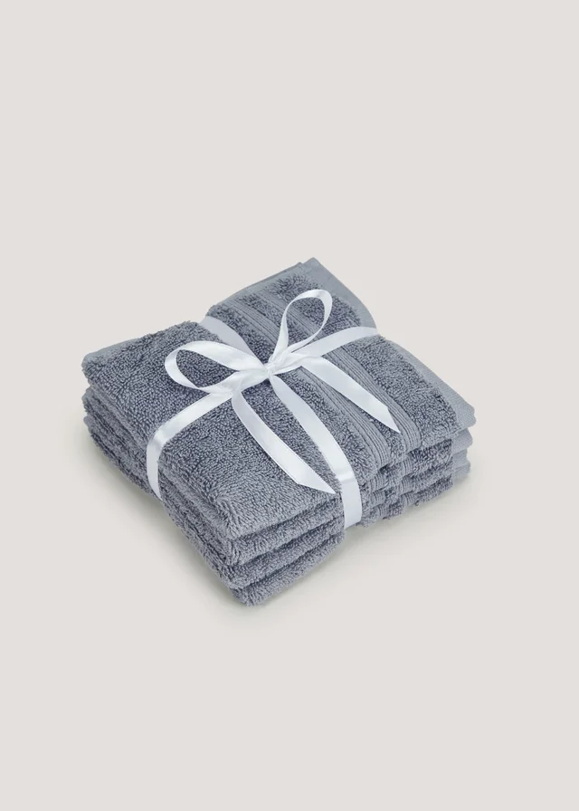 4 Pack Blue 100% Egyptian Cotton Face Cloths