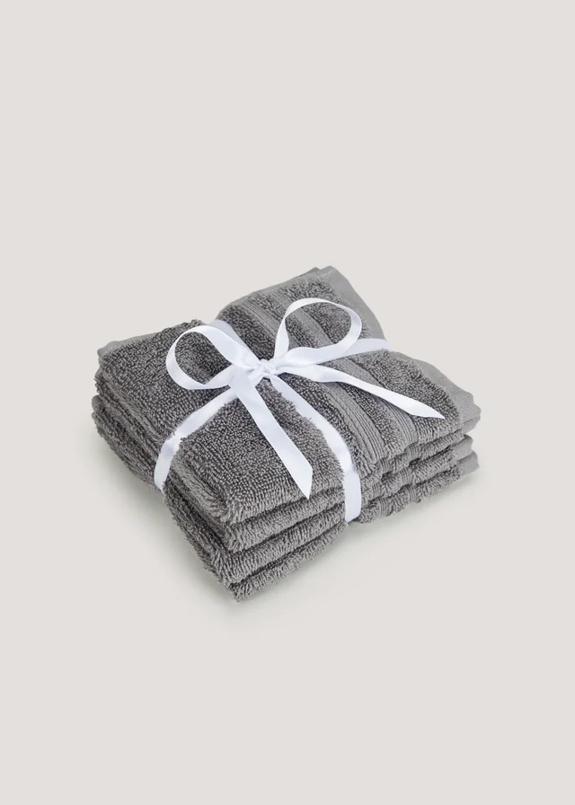 4 Pack Dark Grey 100% Egyptian Cotton Face Cloths