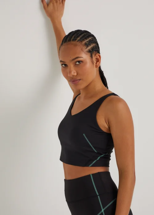Souluxe Black Dash Longline Sports Crop Top - Small Image 3