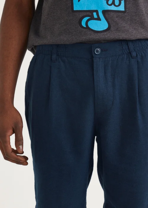 Navy Linen Blend Shorts - S Image 3