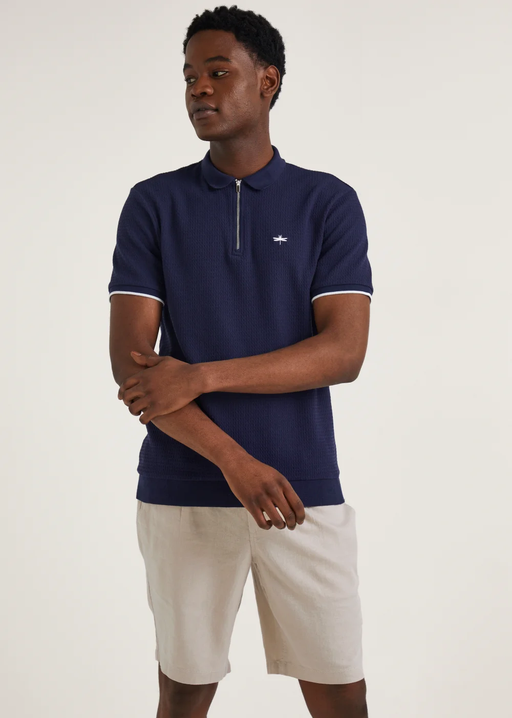 Stone Linen Blend Shorts - S Image 1