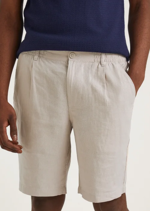 Stone Linen Blend Shorts - S Image 3