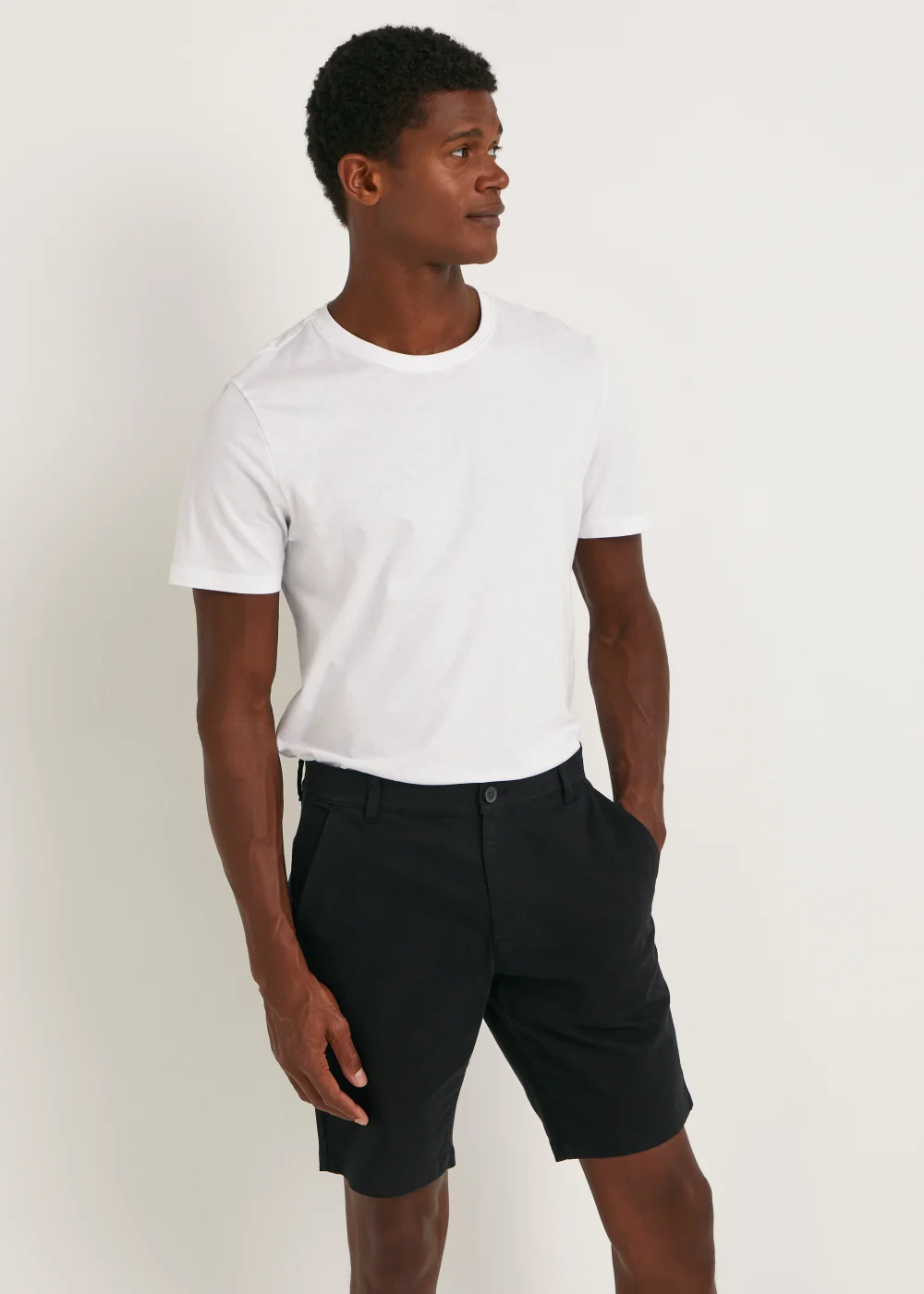 Black Straight Fit Chino Shorts - 30 Image 1