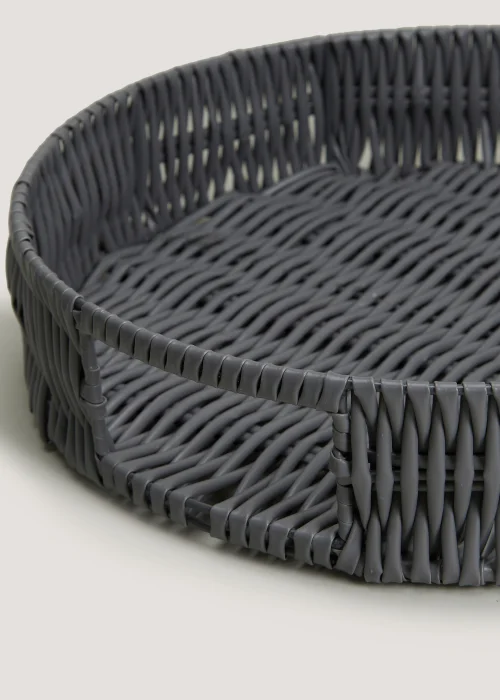 Grey Plastic Rattan Tray (35cm x 8cm) Image 2