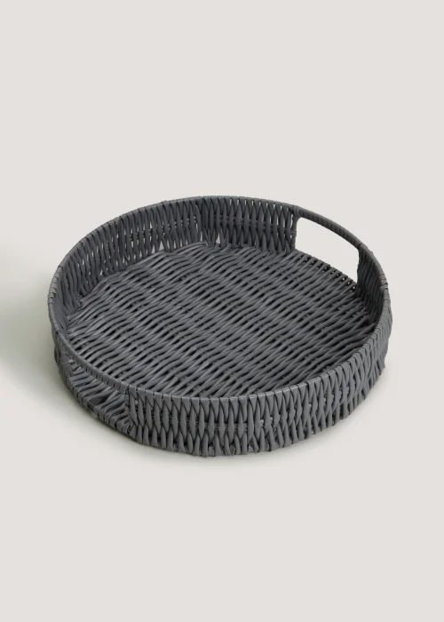 Grey Plastic Rattan Tray (35cm x 8cm) Image 1