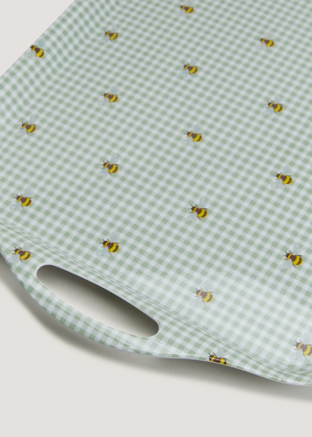 Green Gingham Bee Print Melamine Tray (48cm x 32.5cm) Image 2