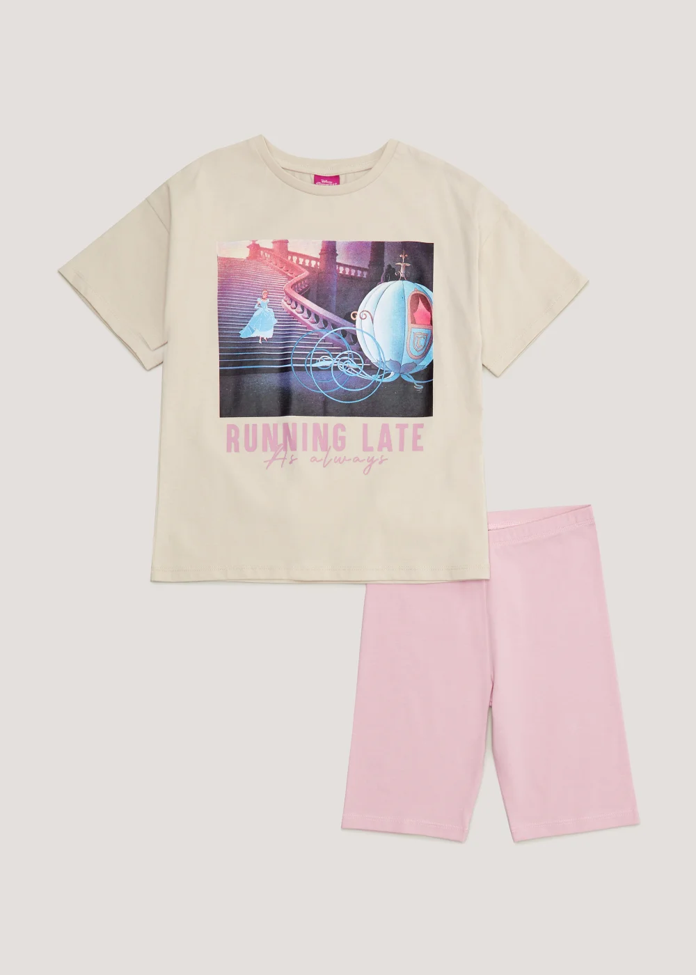 Kids Beige Disney Cinderella T-Shirt & Shorts Set (4-11yrs) - 4 Yrs Image 1