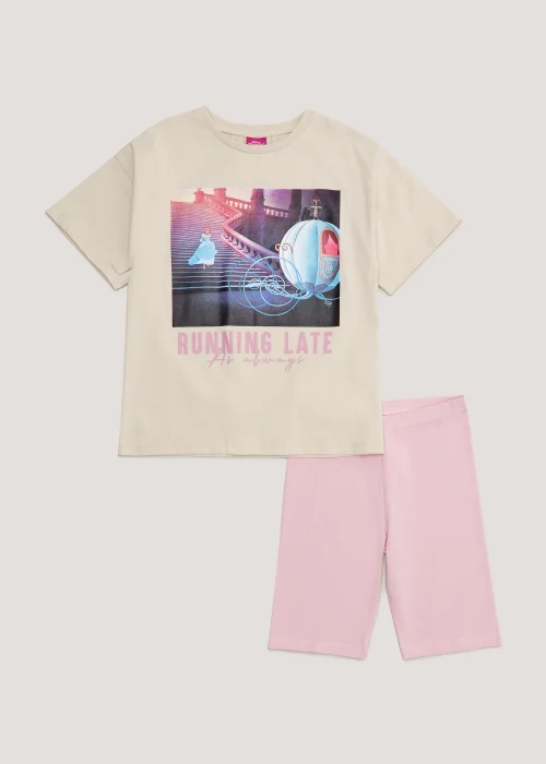 Kids Beige Disney Cinderella T-Shirt & Shorts Set (4-11yrs) - 4 Yrs Image 1